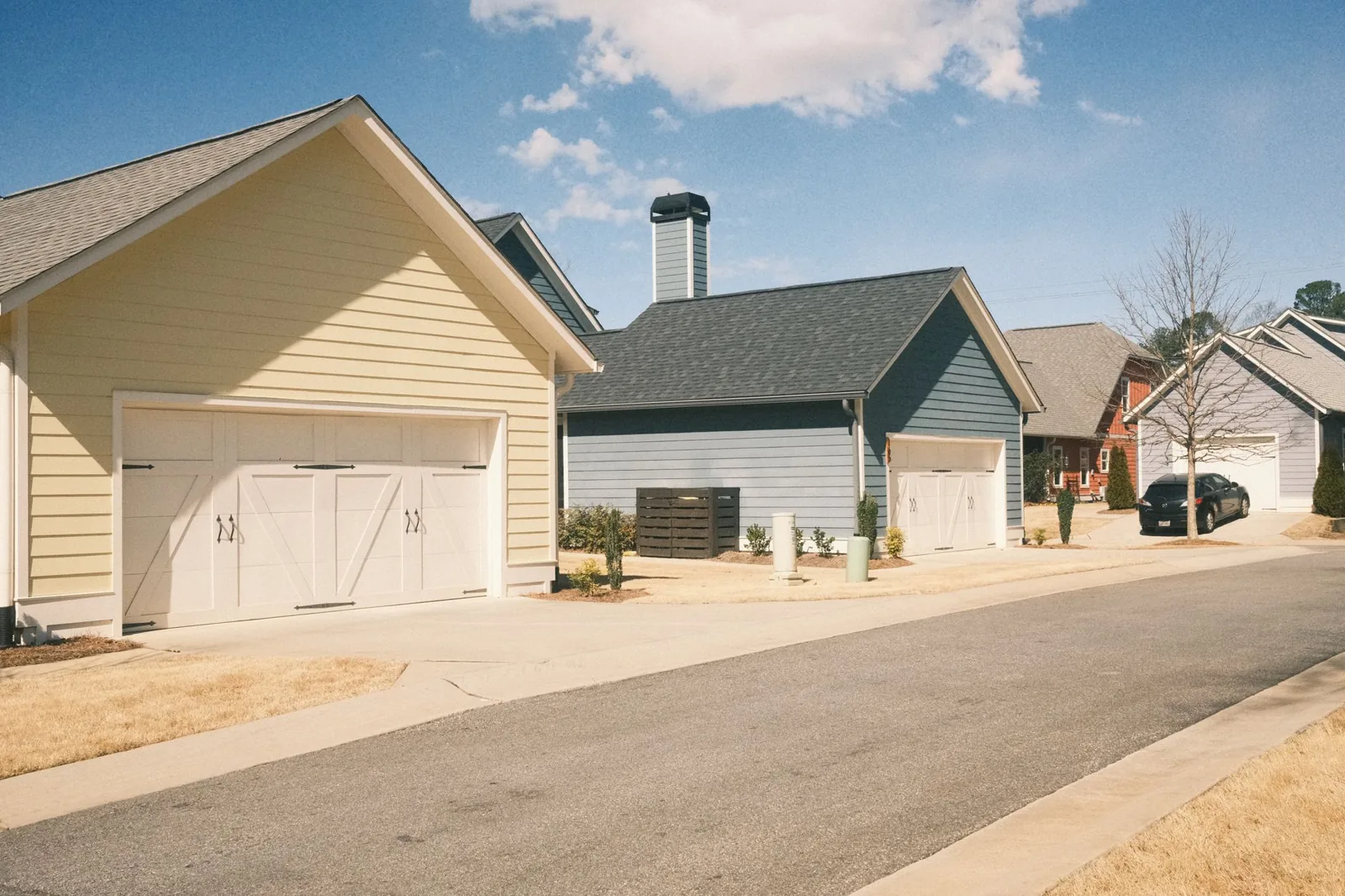 Freshly paved asphalt driveway